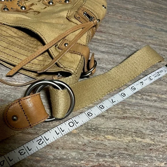 Fossil khaki shoulder/ crossbody bag with studs - Picture 11 of 16